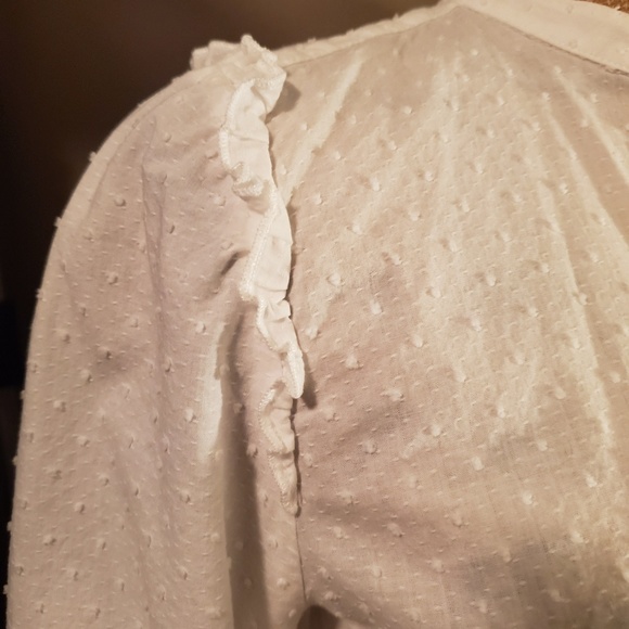 Swiss Dot Button Down Blouse - Picture 2 of 3